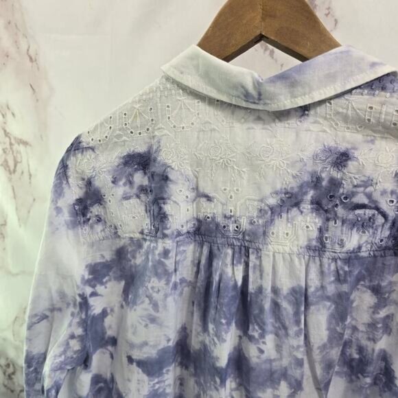 Anthropologie Shirt Womens Large Button Up Tie Dye Pilcro Purple Pink Long - Picture 7 of 13